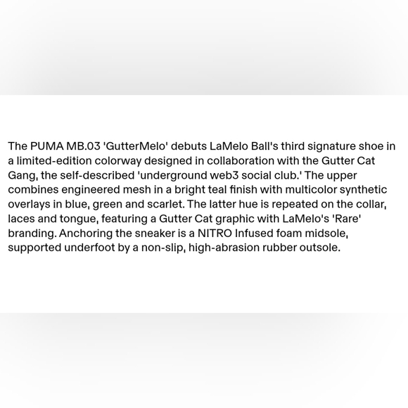 PUMA x GUTTER CAT GANG x LAMELO BALL | MB.03 RARE collectible basketball sneaker - Picture 16 of 16